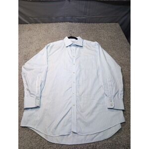 Charles Tyrwhitt Mens Blue Stripe Non Iron Classic Fit Dress Shirt London 175 34